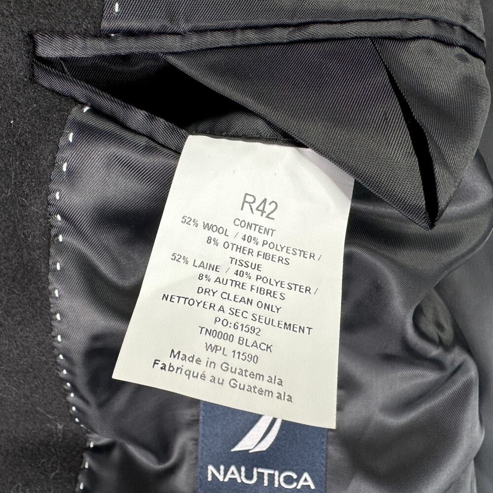 Nautica Mens Classic Fit Double-Breasted Wool Overcoat Black 42R - Picture 6 of 6